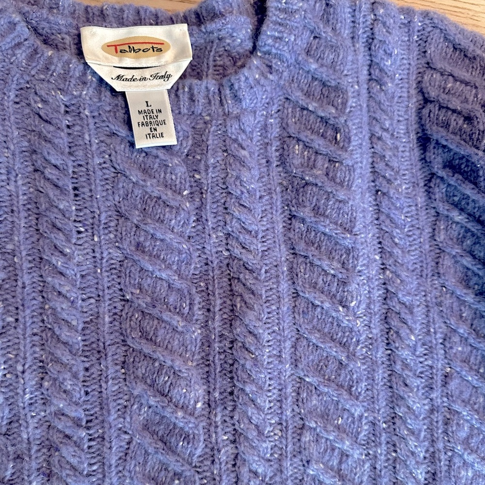 Talbots Women’s Large Lavender Cotton Cable Knit Pullover Sweater